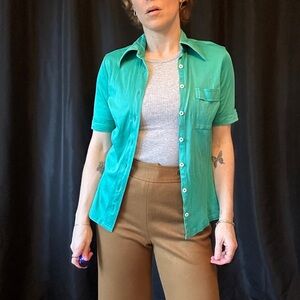 Vintage Teal Jaeger Button Up Shirt